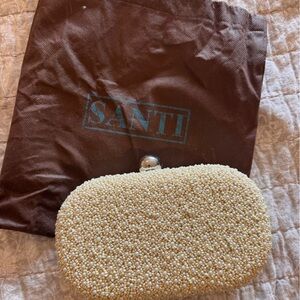 Santi Cream Beaded Clutch